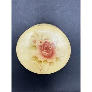 Yellow Alabaster Himark Giftware Italy Hinged Rose Floral Trinket Box